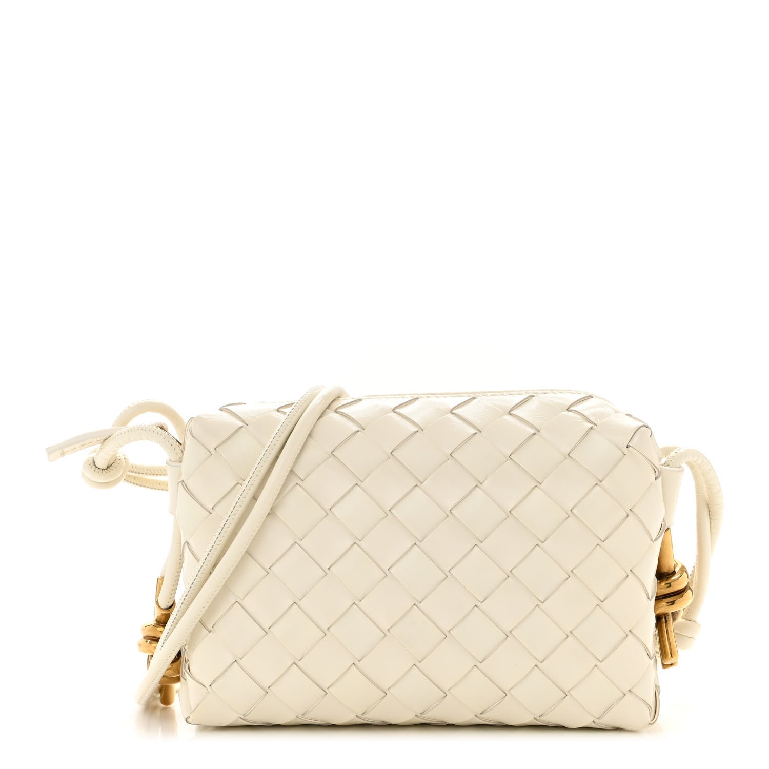 Bottega Veneta Nappa Intrecciato Metallic Knot Mini Loop Camera Bag Bone 1 of 10