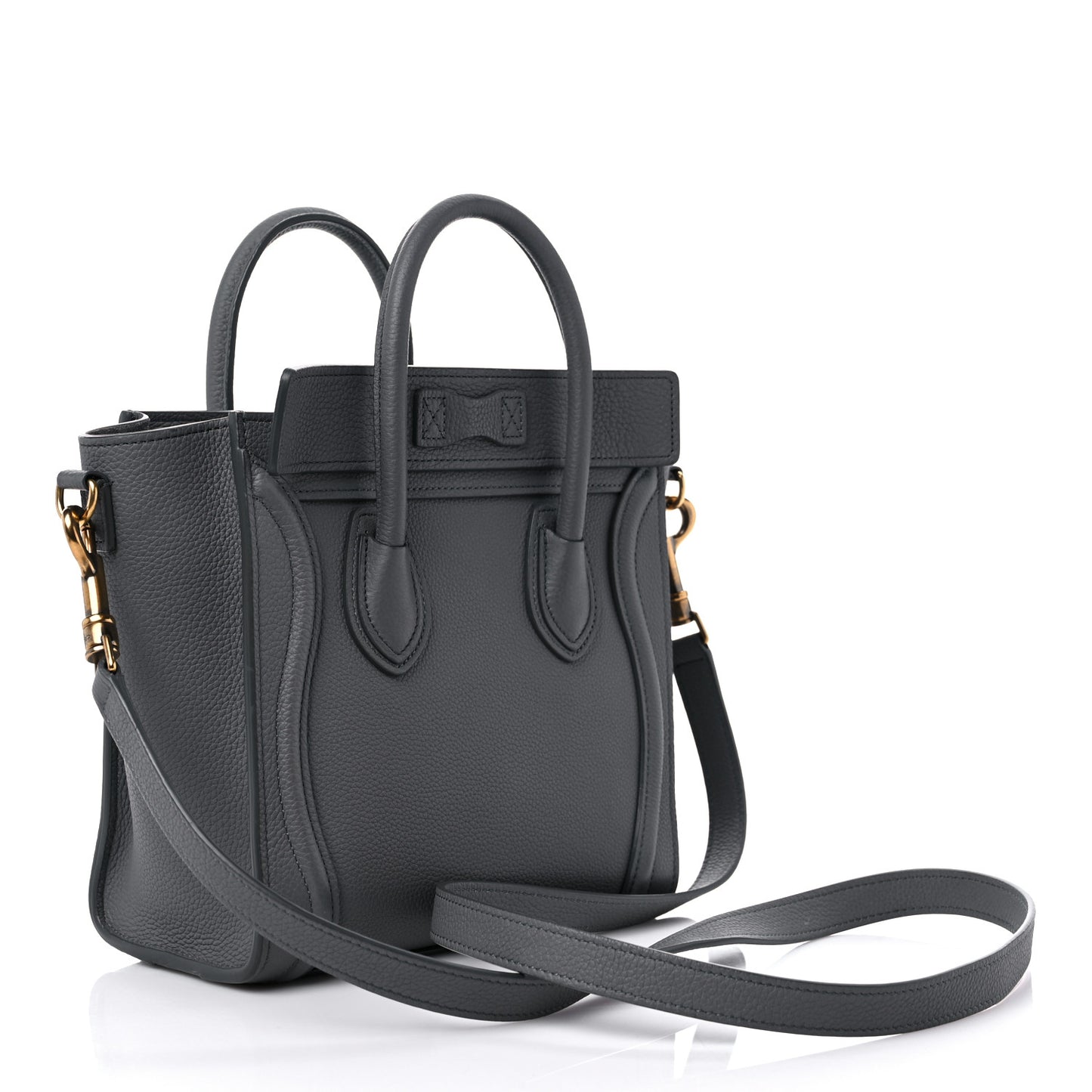 Drummed Calfskin Nano Luggage Kohl