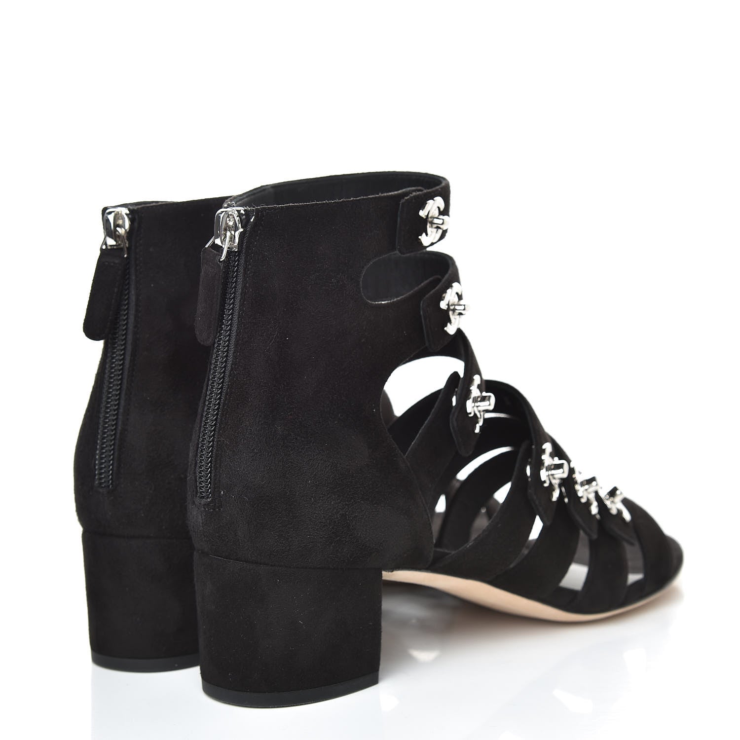 Chanel Kid Suede CC Turnlock Sandals 39.5 Black 4 of 9