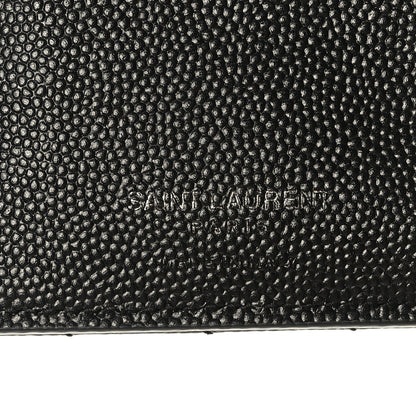 Saint Laurent Grain De Poudre Matelasse Chevron Monogram Zipped Two-Part Wallet Black 7 of 7
