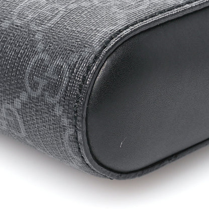 Gucci GG Supreme Monogram Appia Calfskin Web Flat Messenger Bag Black Grey 10 of 11