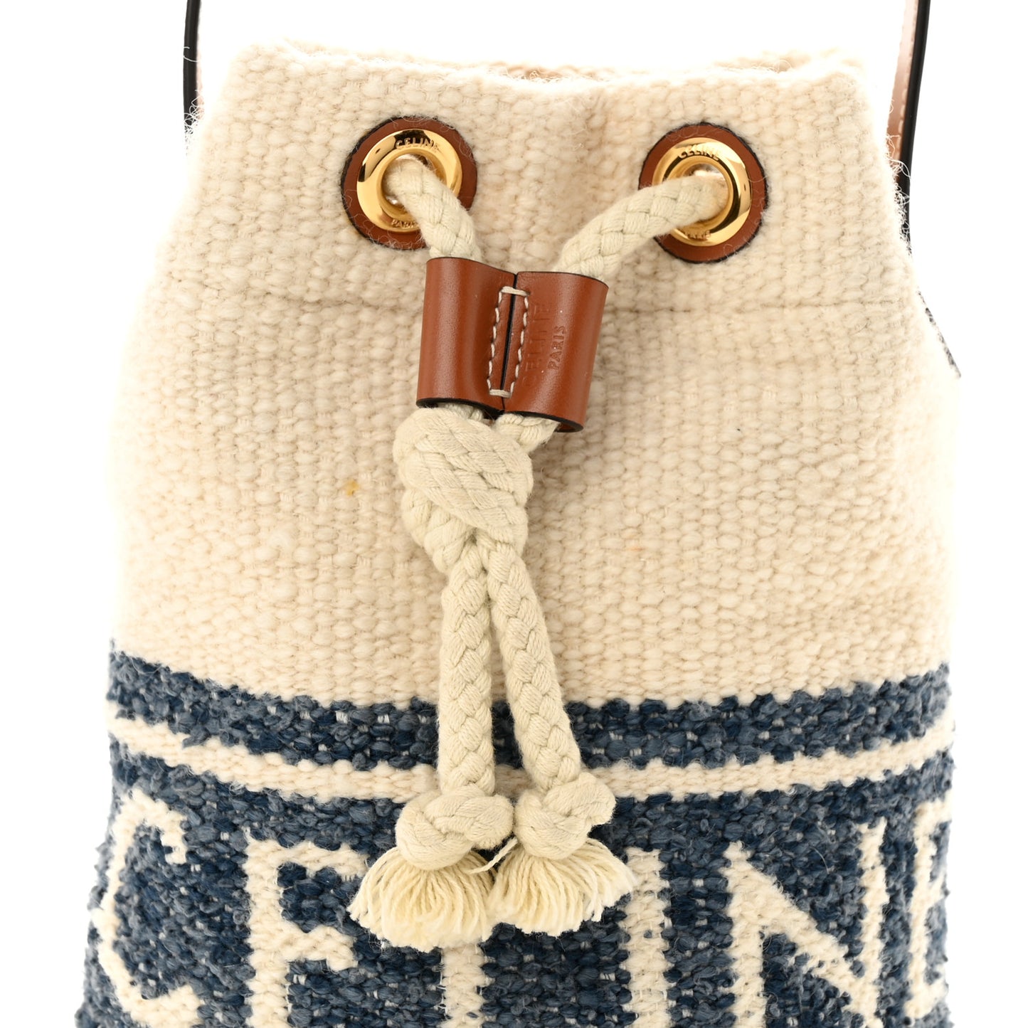 Plein Soleil Textile Calfskin Teen Drawstring Bag Cream