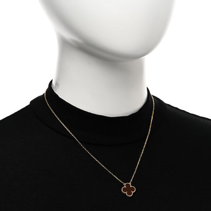 Van Cleef & Arpels 18K Yellow Gold Carnelian Vintage Alhambra Pendant Necklace 2 of 4