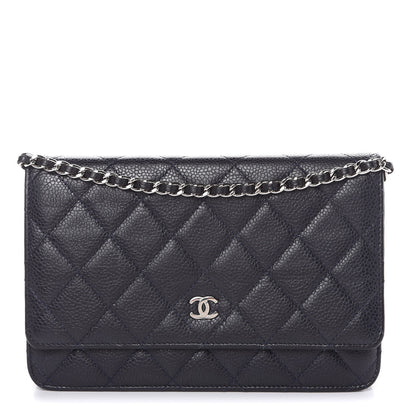 Chanel Caviar Quilted Wallet On Chain WOC Navy Blue 1 of 17