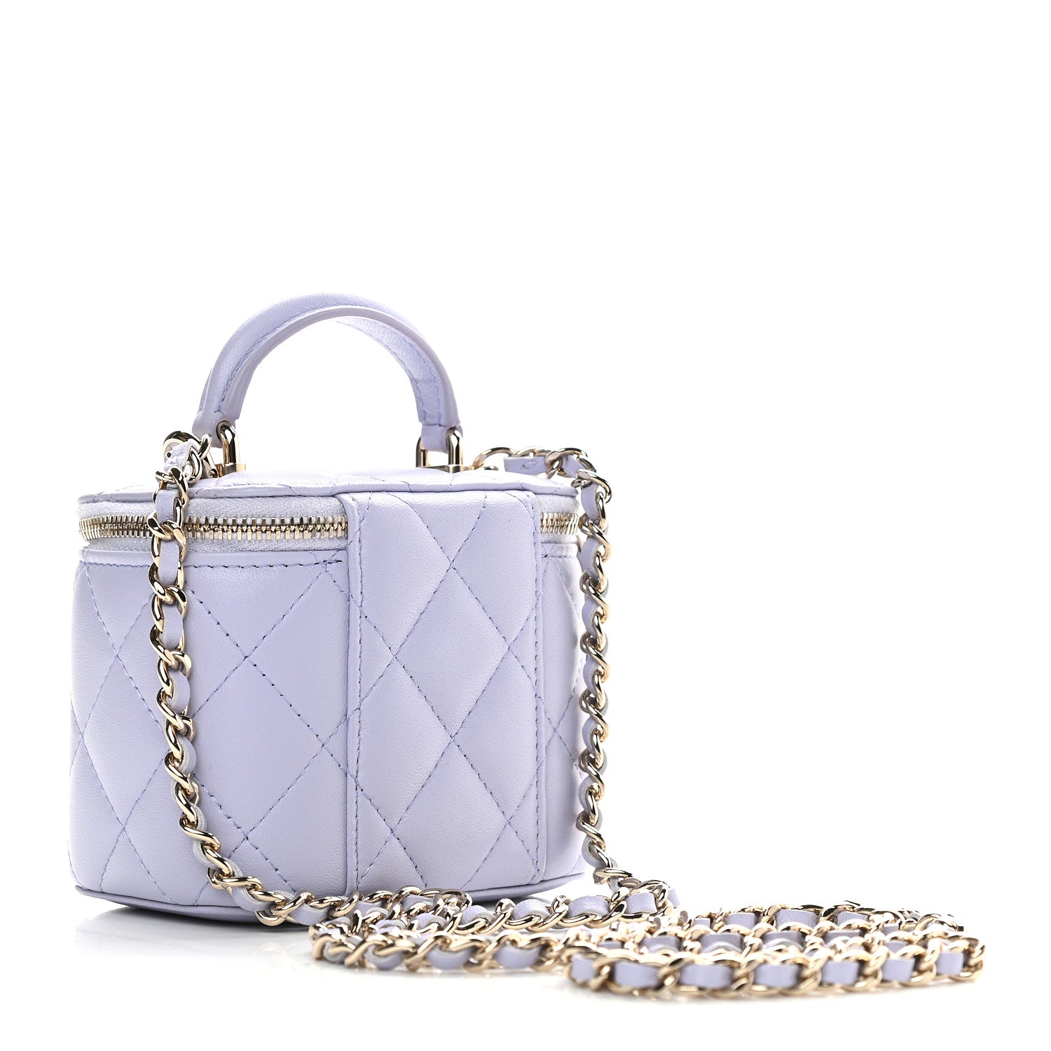 Chanel Lambskin Quilted Top Handle Mini Vanity Case With Chain Light Purple 3 of 9