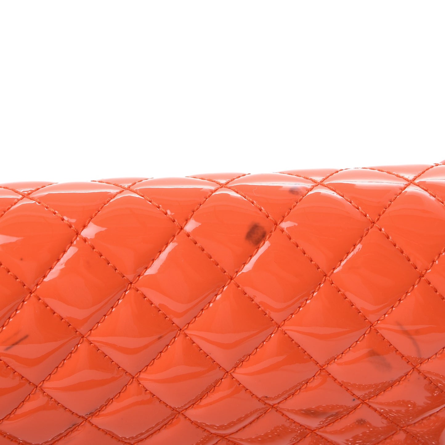 Patent Quilted Medium Plexiglass Boy Flap Orange