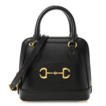 Gucci Boarded Plutone Calfskin Mini Horsebit 1955 Top Handle Bag Black 1 of 10