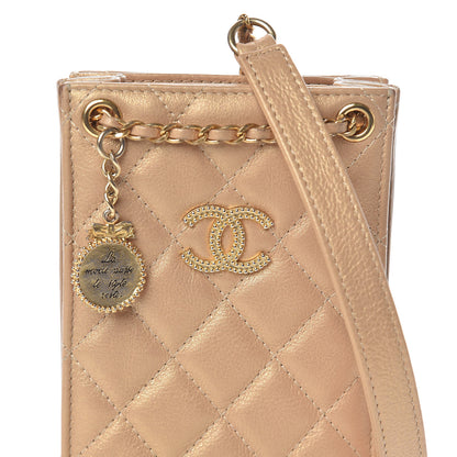 Chanel Metallic Calfskin Quilted Crossbody CC Phone Holder Gold 10 of 14