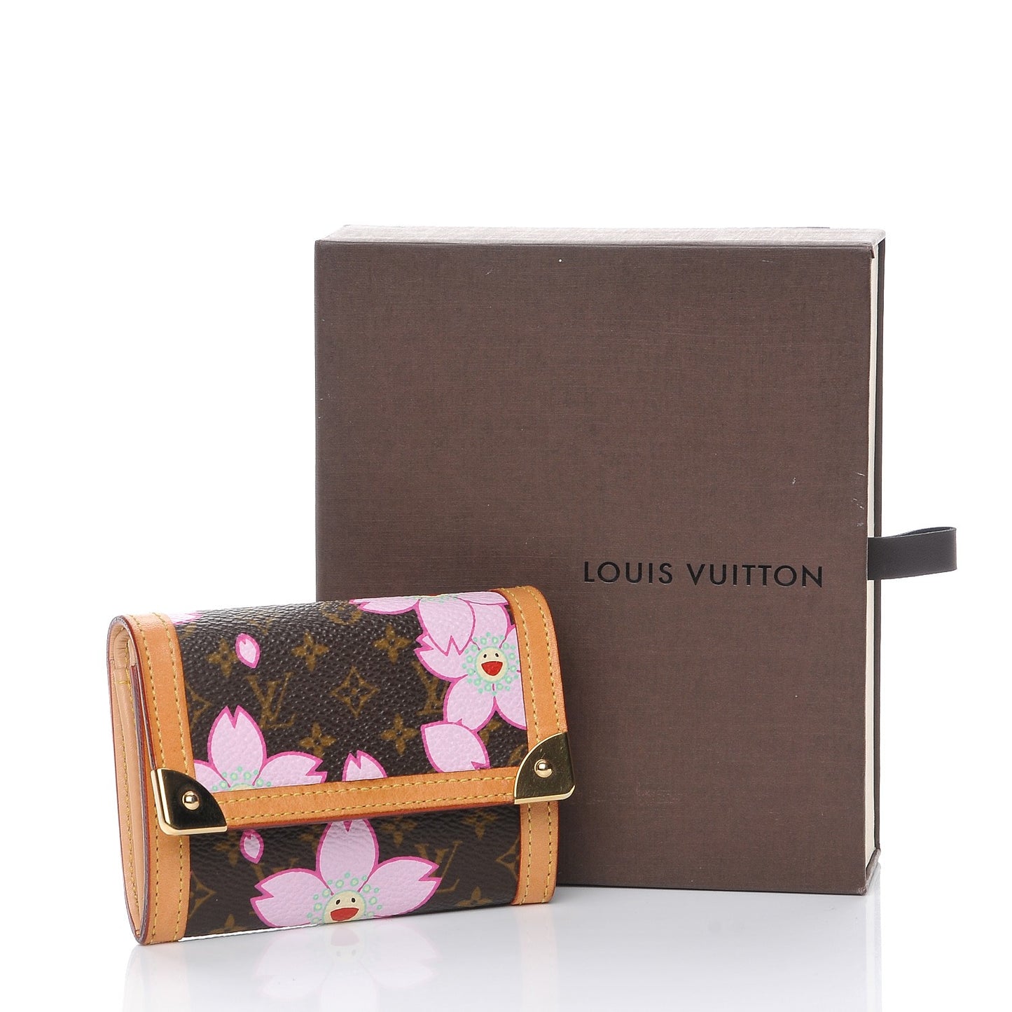 Monogram Cherry Blossom Porte-Monnaie Plat Coin Purse Brown