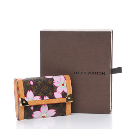 Louis Vuitton Monogram Cherry Blossom Porte-Monnaie Plat Coin Purse Brown 10 of 10