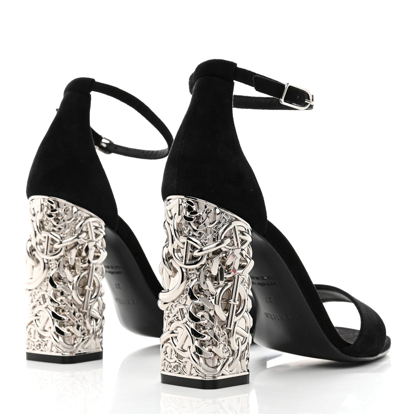Suede Goatskin Glam 105 Sandals 37 Black