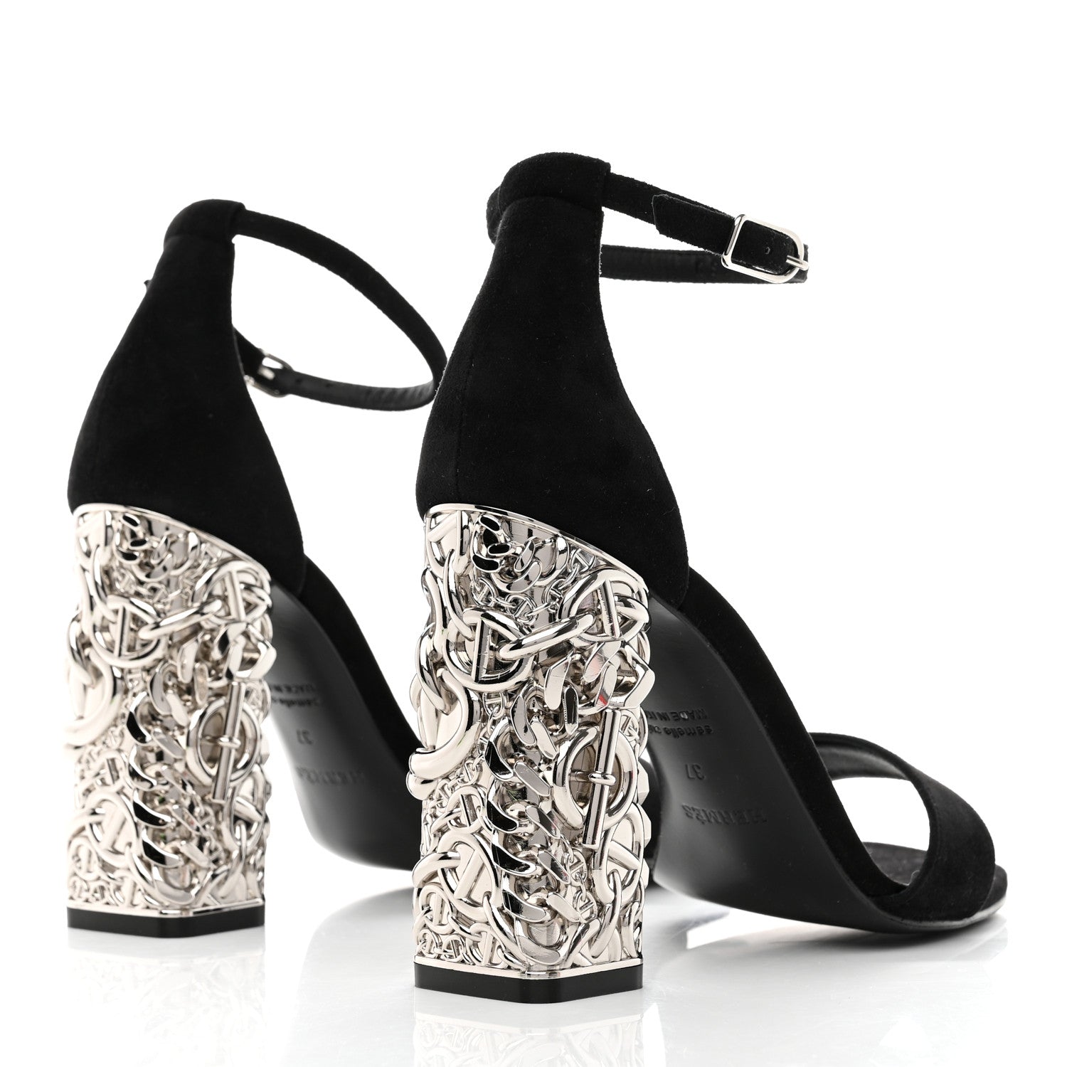 Hermes Suede Goatskin Glam 105 Sandals 37 Black 4 of 9