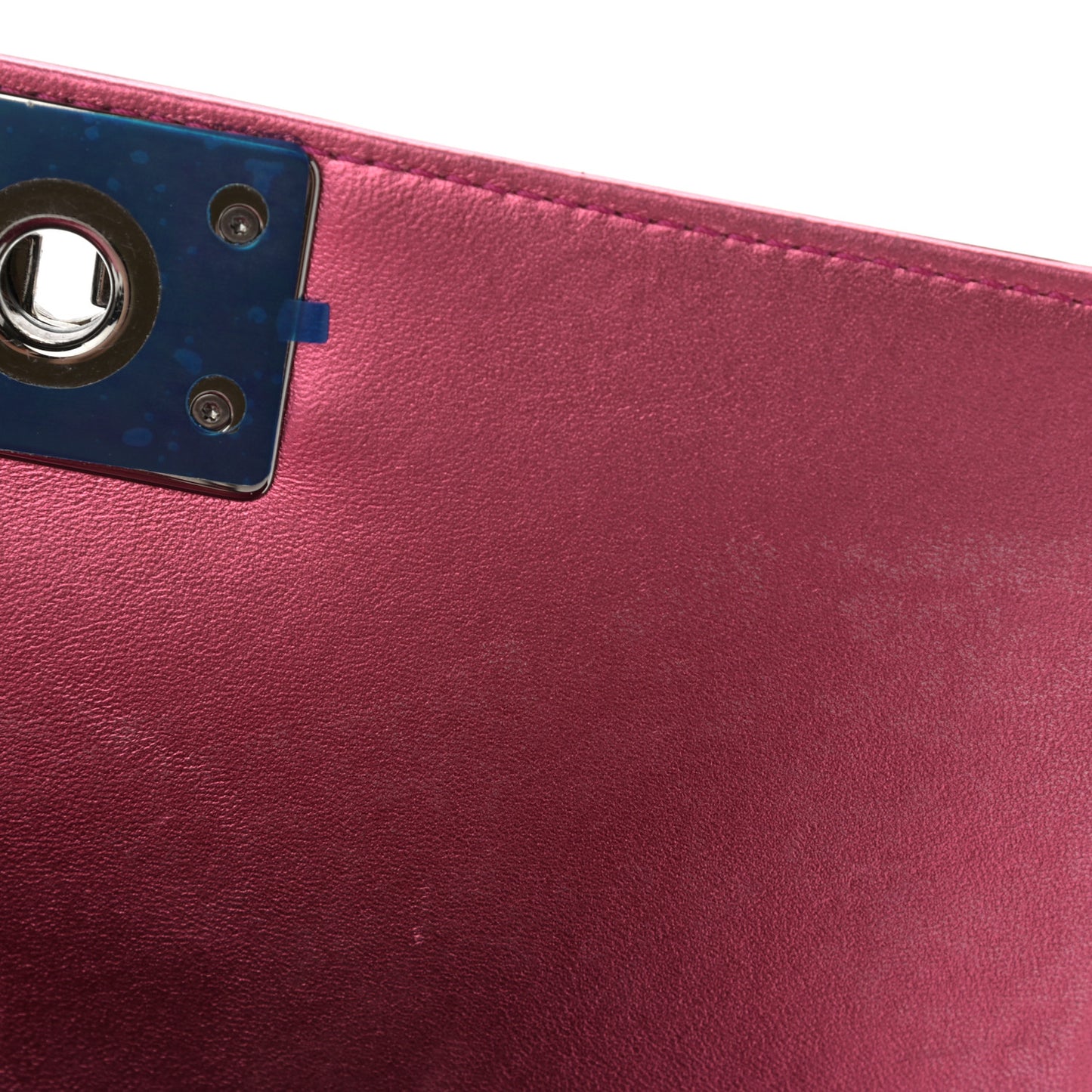 Metallic Patent Calfskin Quilted Medium Boy Flap Pink