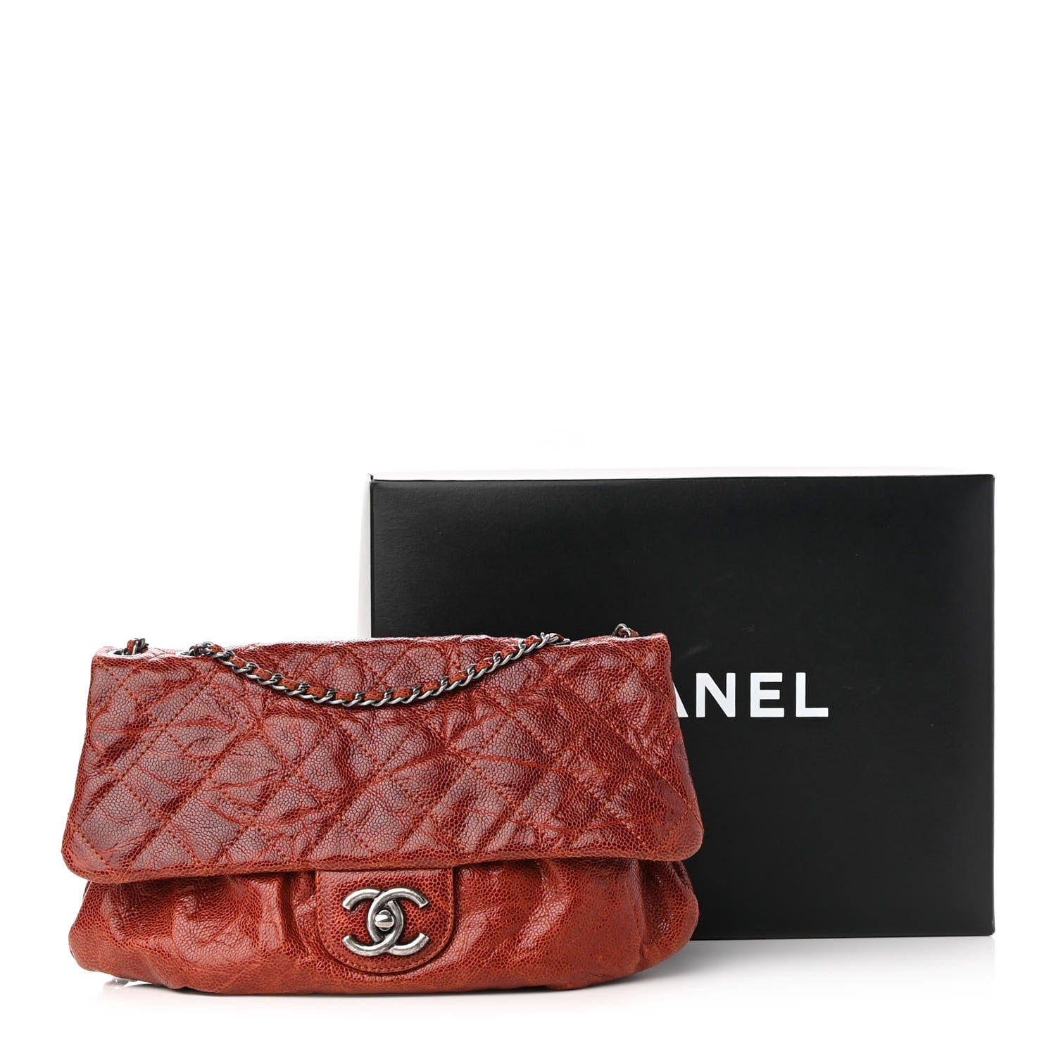 Chanel Caviar Quilted Medium Elastic Flap Bordeaux 9 of 9