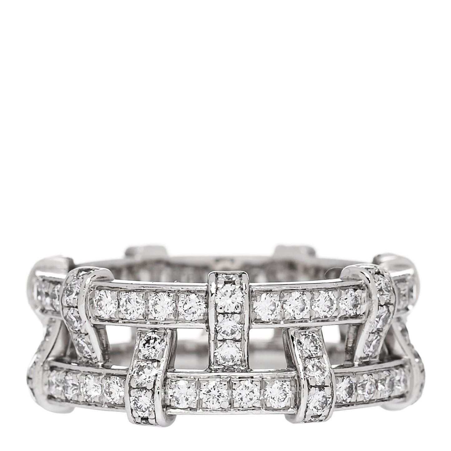 Platinum Diamond Weave Band Ring 54 7