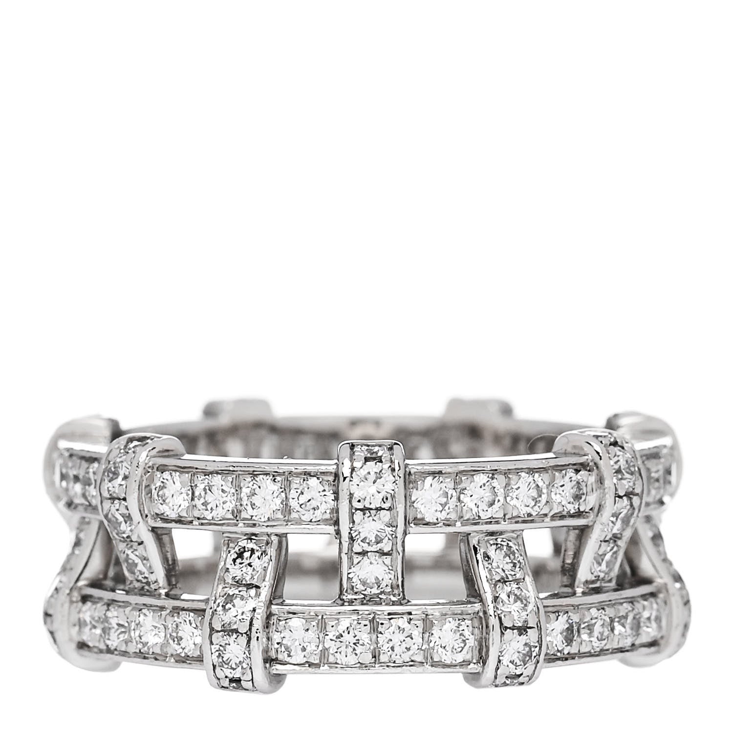 Tiffany Platinum Diamond Weave Band Ring 54 7 1 of 6