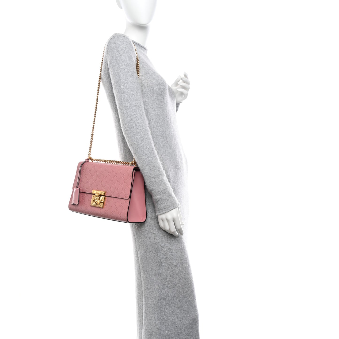 Guccissima Signature Medium Padlock Shoulder Bag Rose Baby Candy