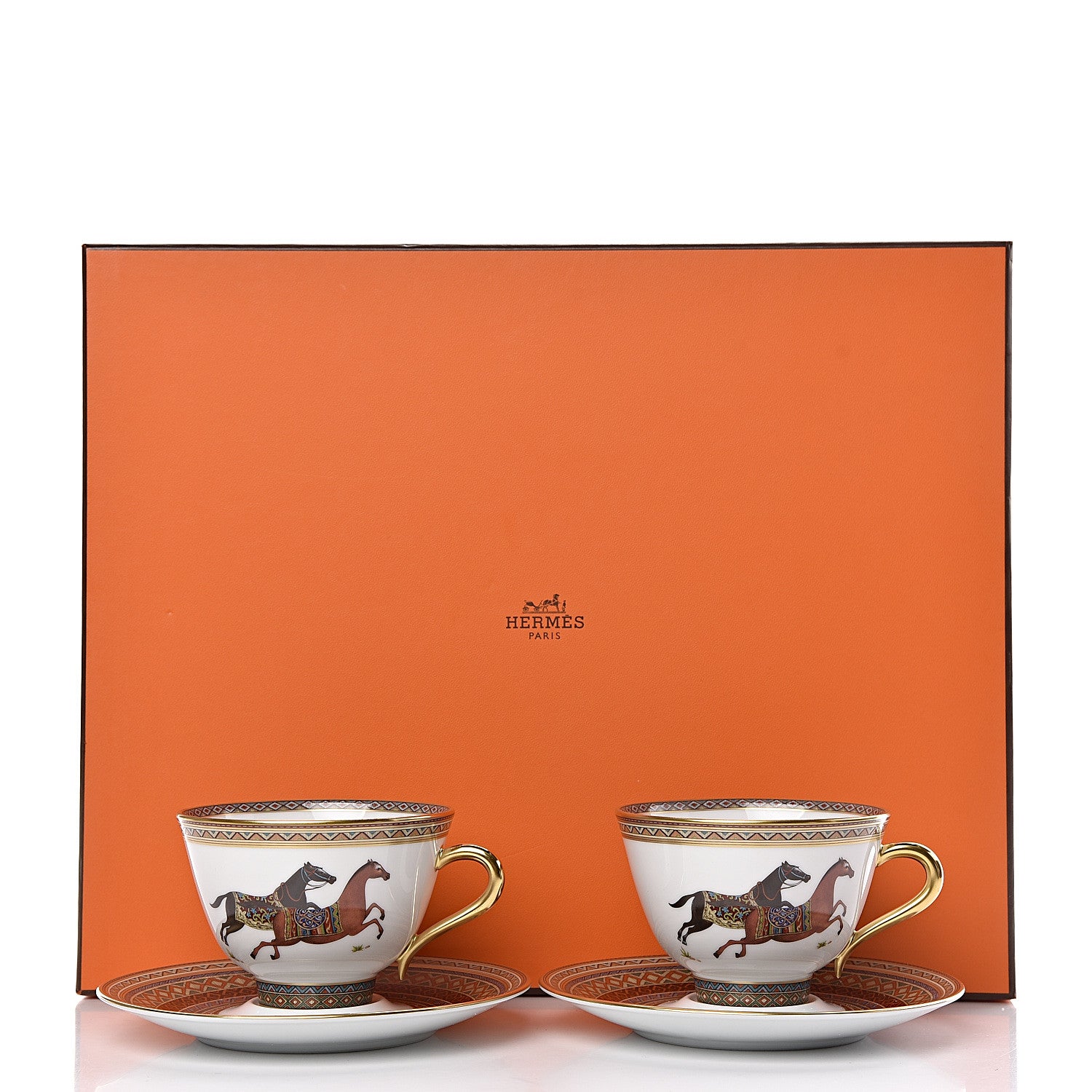 Hermes Porcelain Cheval d'Orient Tea Cup and Saucer Set of 2 7 of 7