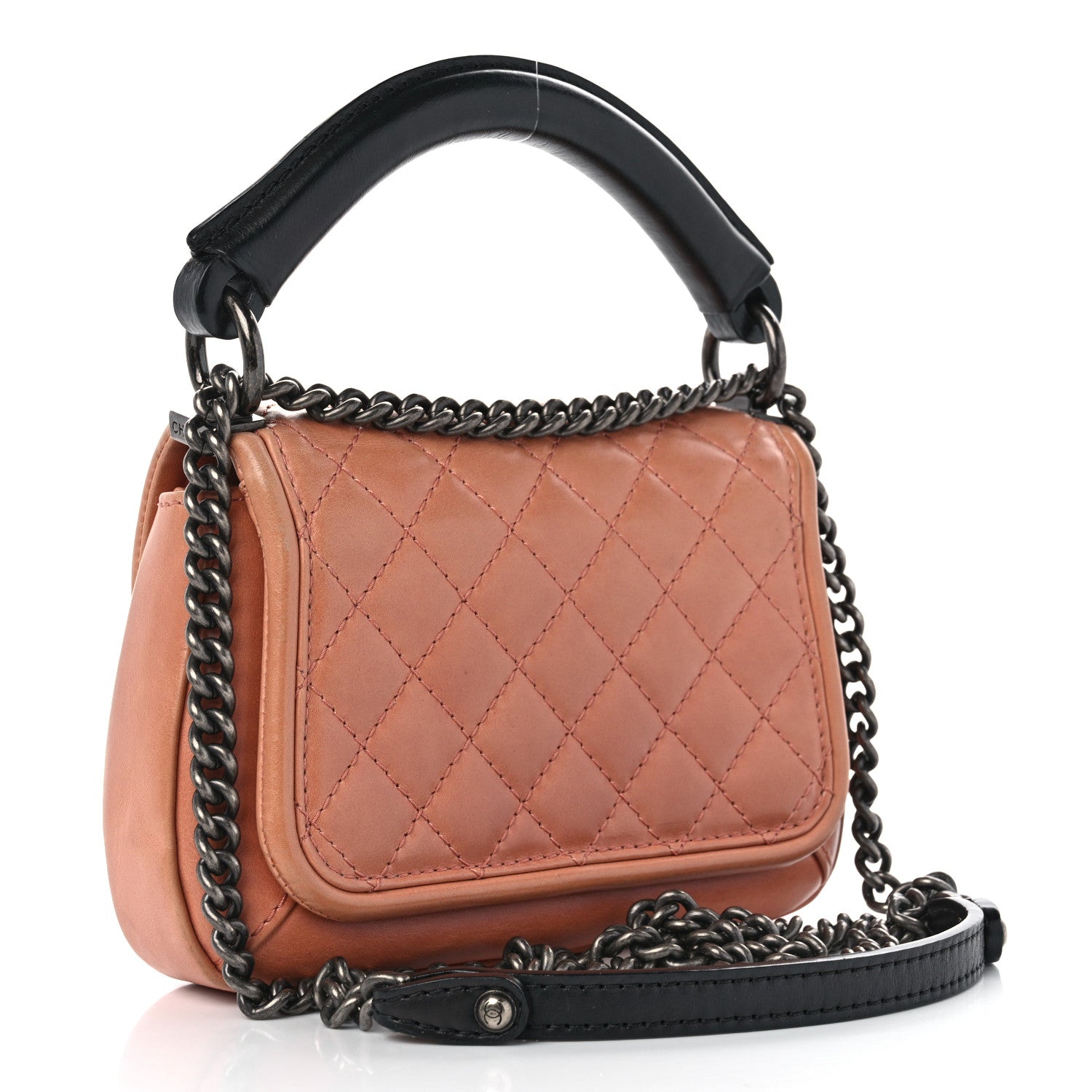 Chanel Calfskin Quilted Small Prestige Top Handle Flap Pink 3 of 13