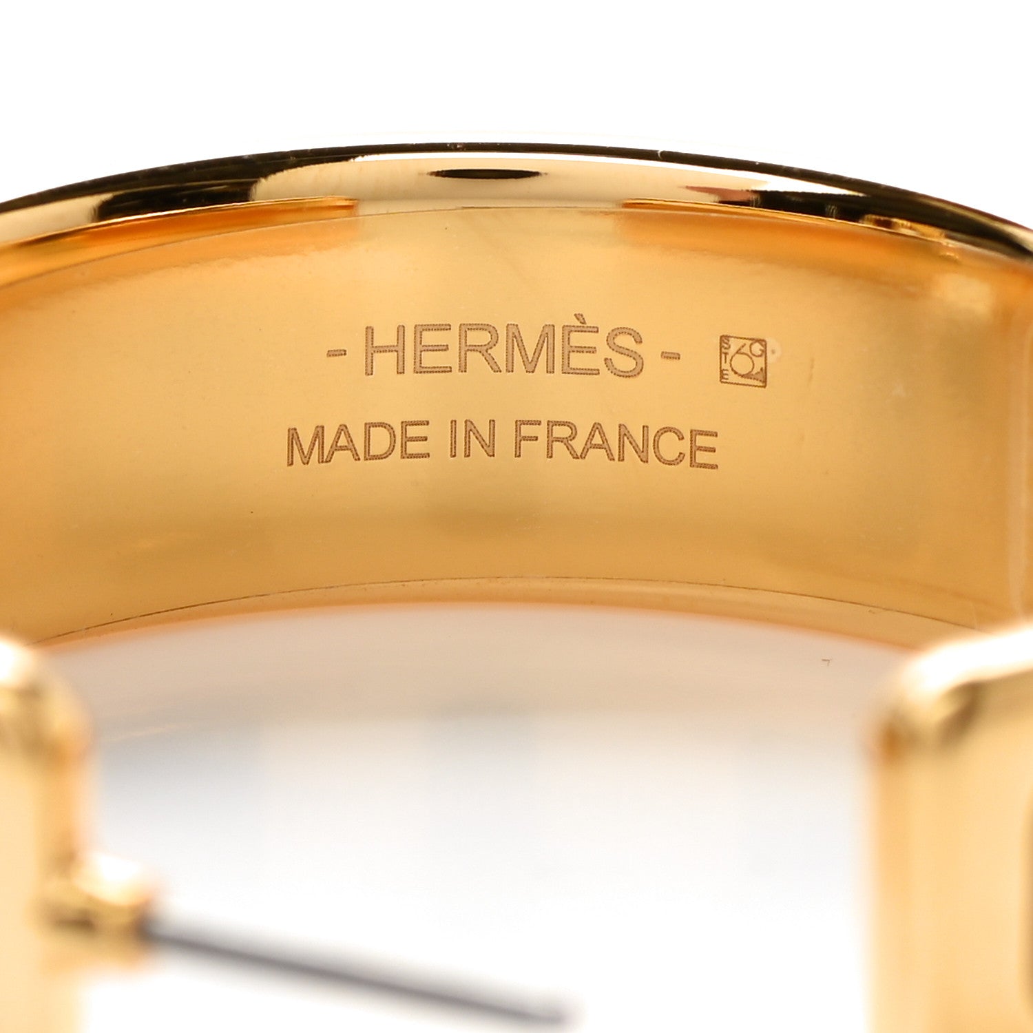 Hermes Gold Box Calfskin Olympe Hoop Earrings Rouge H 4 of 4