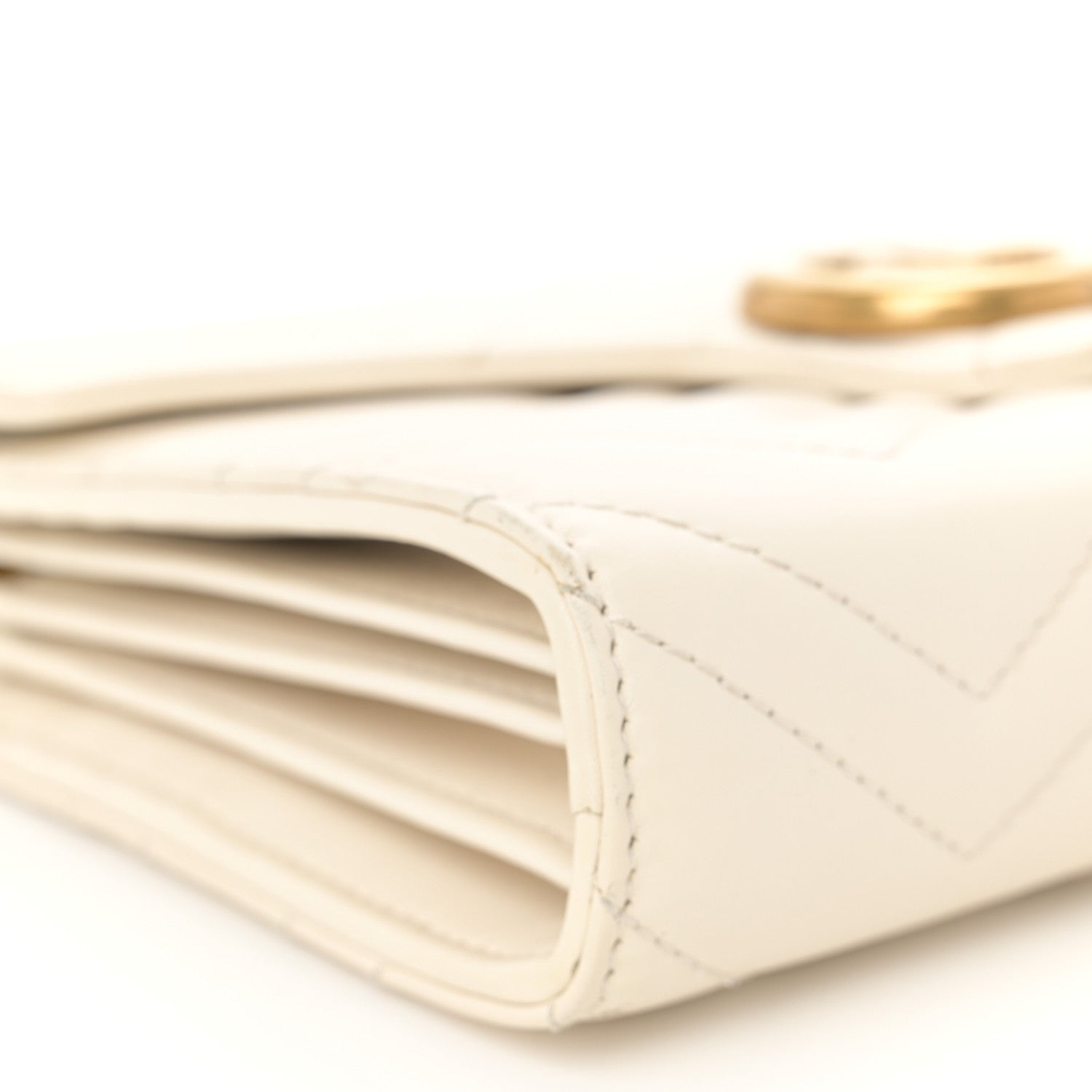 Gucci Calfskin Matelasse GG Marmont Chain Wallet Mystic White 9 of 11