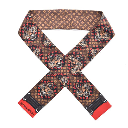 Louis Vuitton Silk Monogram Jaguar Animalle Bandeau Scarf Marron 1 of 4