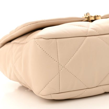 Chanel Goatskin Quilted Large Chanel 19 Flap Light Beige 9 of 12