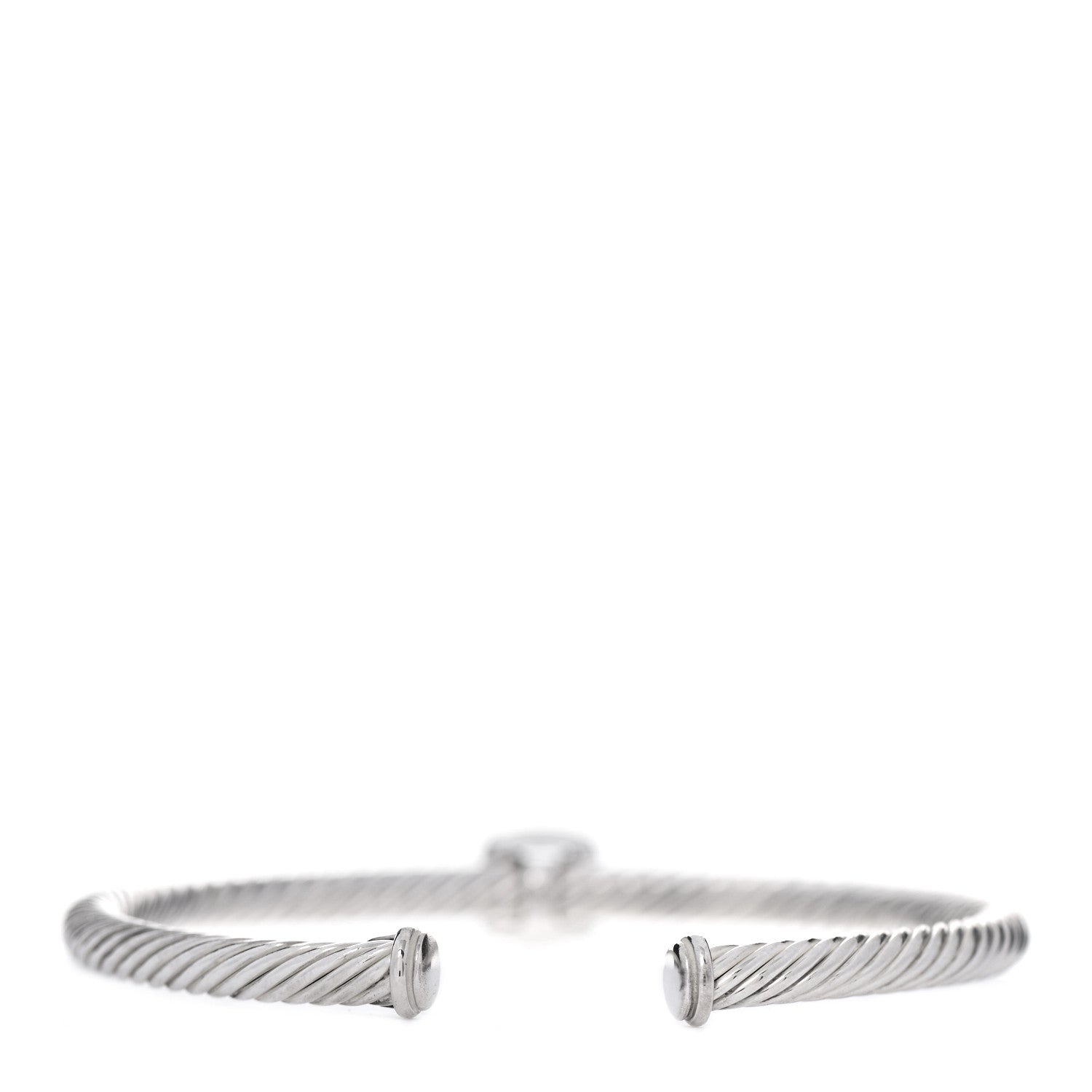 David Yurman Sterling Silver 18K Yellow Gold Smoky Quartz 4mm Noblesse Cable Bracelet 3 of 4