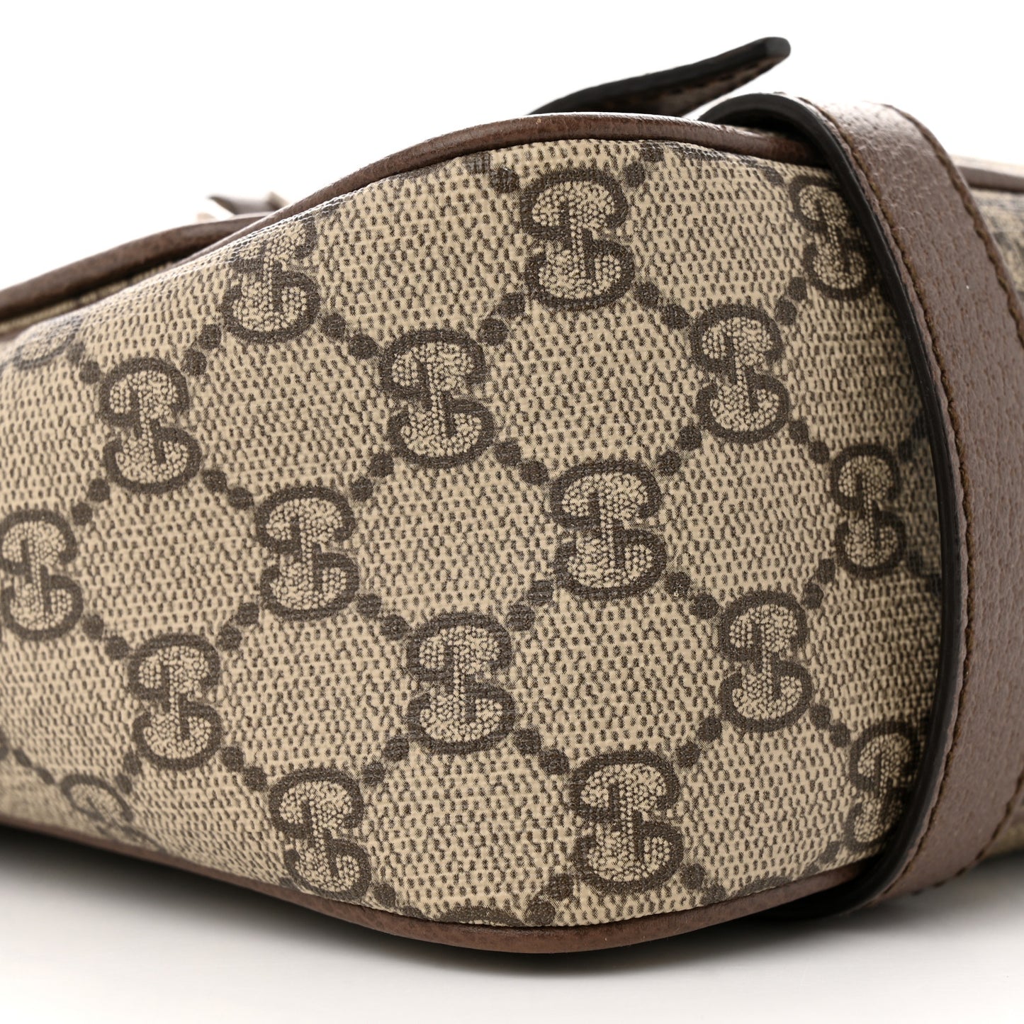GG Supreme Monogram Textured Dollar Calfskin Retro Interlocking G Flap Messenger Bag Beige Ebony New Acero