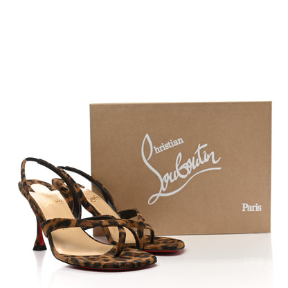 Christian Louboutin Veau Velours Taralita 85 Thong Sandals 38 Leo 8 of 8