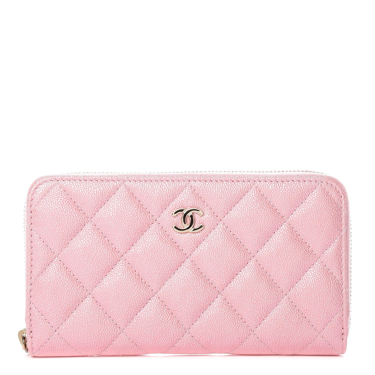 Chanel Iridescent Caviar Quilted Medium Zip Around Wallet Pink 1 of 11