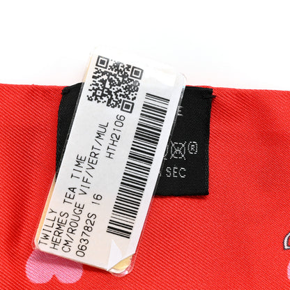 Hermes Silk Tea Time Twilly Rouge Vif Vert Multicolor 3 of 4