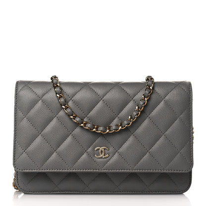Chanel Caviar Quilted Wallet On Chain WOC Grey 1 of 11