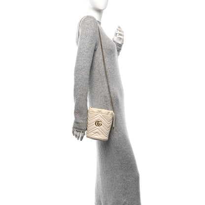 Gucci Calfskin Matelasse Mini GG Marmont 2.0 Bucket Bag White 2 of 10