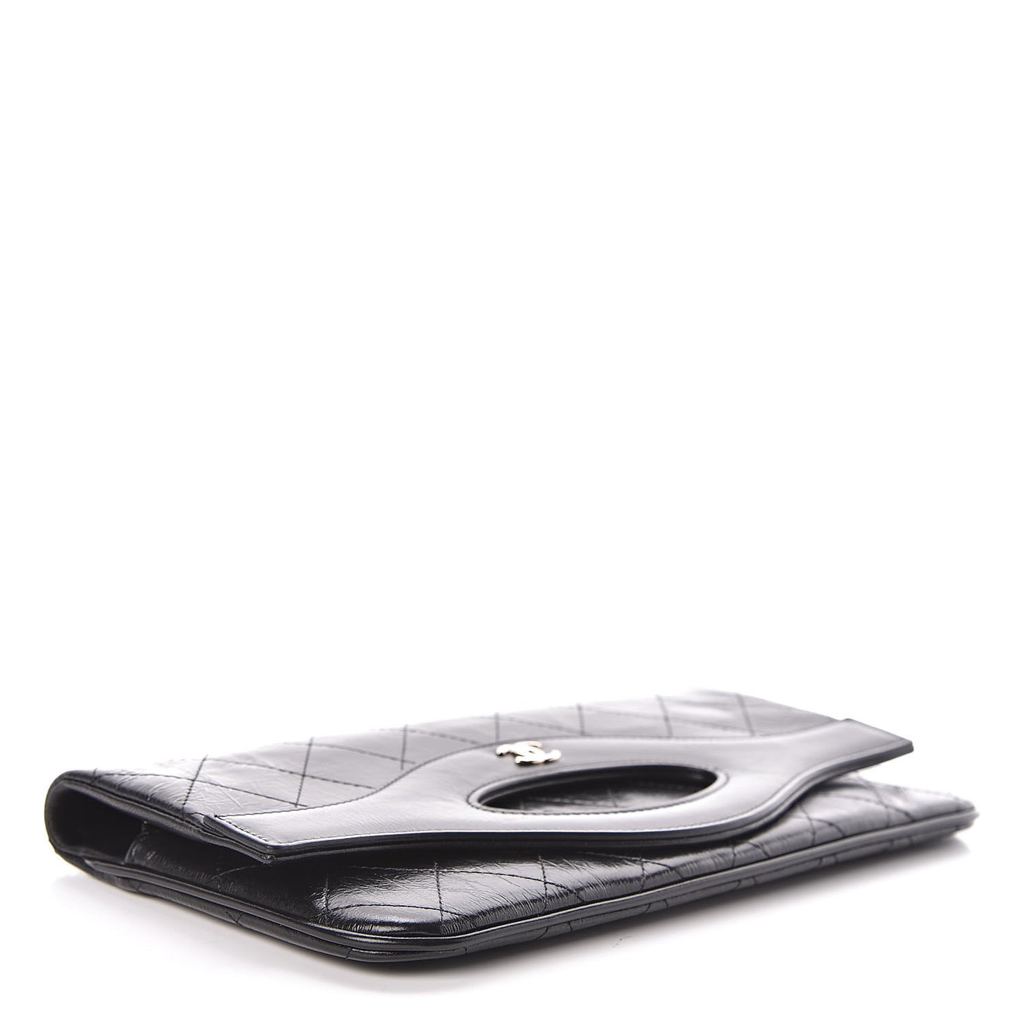 Shiny Crumpled Calfskin Small 31 Pouch Black