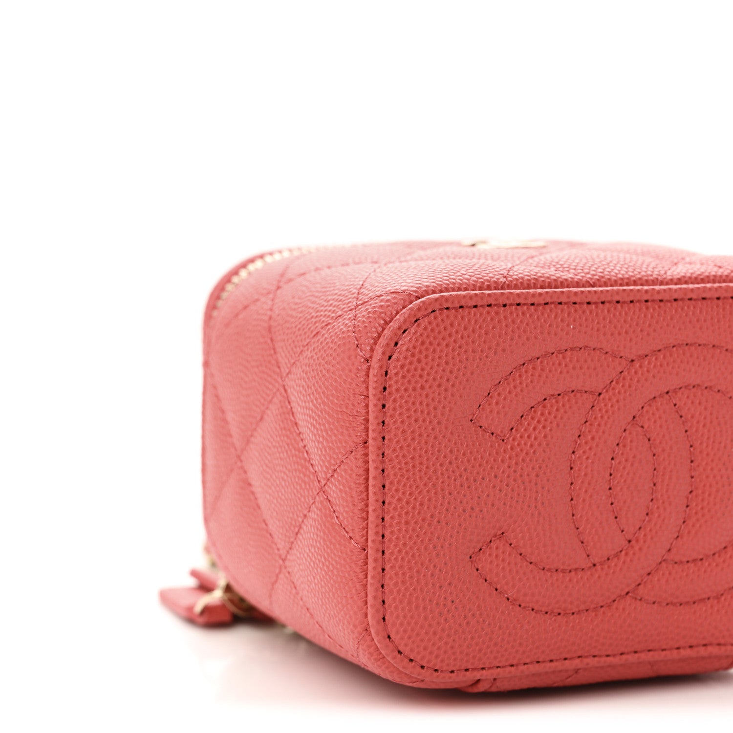 Chanel Caviar Quilted Mini Vanity Case With Chain Dark Pink 10 of 11