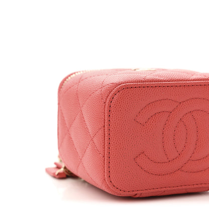 Chanel Caviar Quilted Mini Vanity Case With Chain Dark Pink 10 of 11