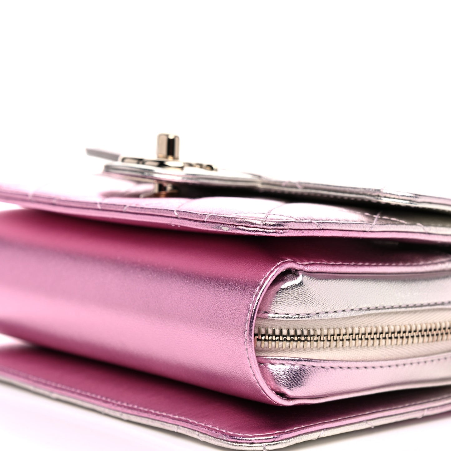 Metallic Lambskin Like A Wallet Flap Golden Pink