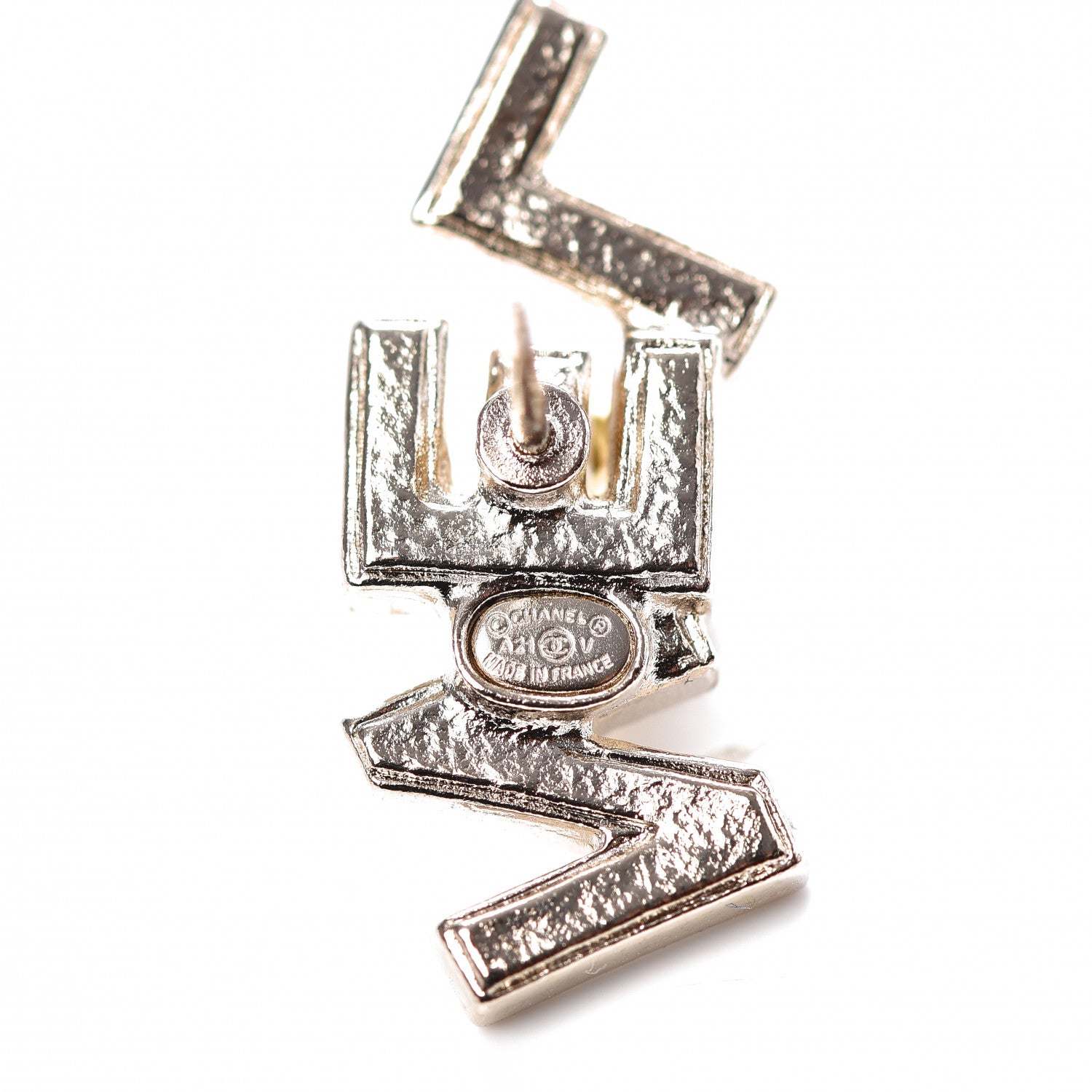 Chanel Crystal Pearl Signature Stud Earrings Gold 4 of 5