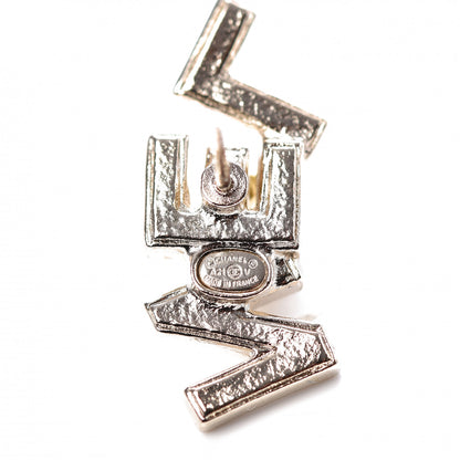 Chanel Crystal Pearl Signature Stud Earrings Gold 4 of 5