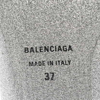 Balenciaga Glitter Calfskin Pointed Toe Knife 40mm Mules 37 Silver Black 6 of 9