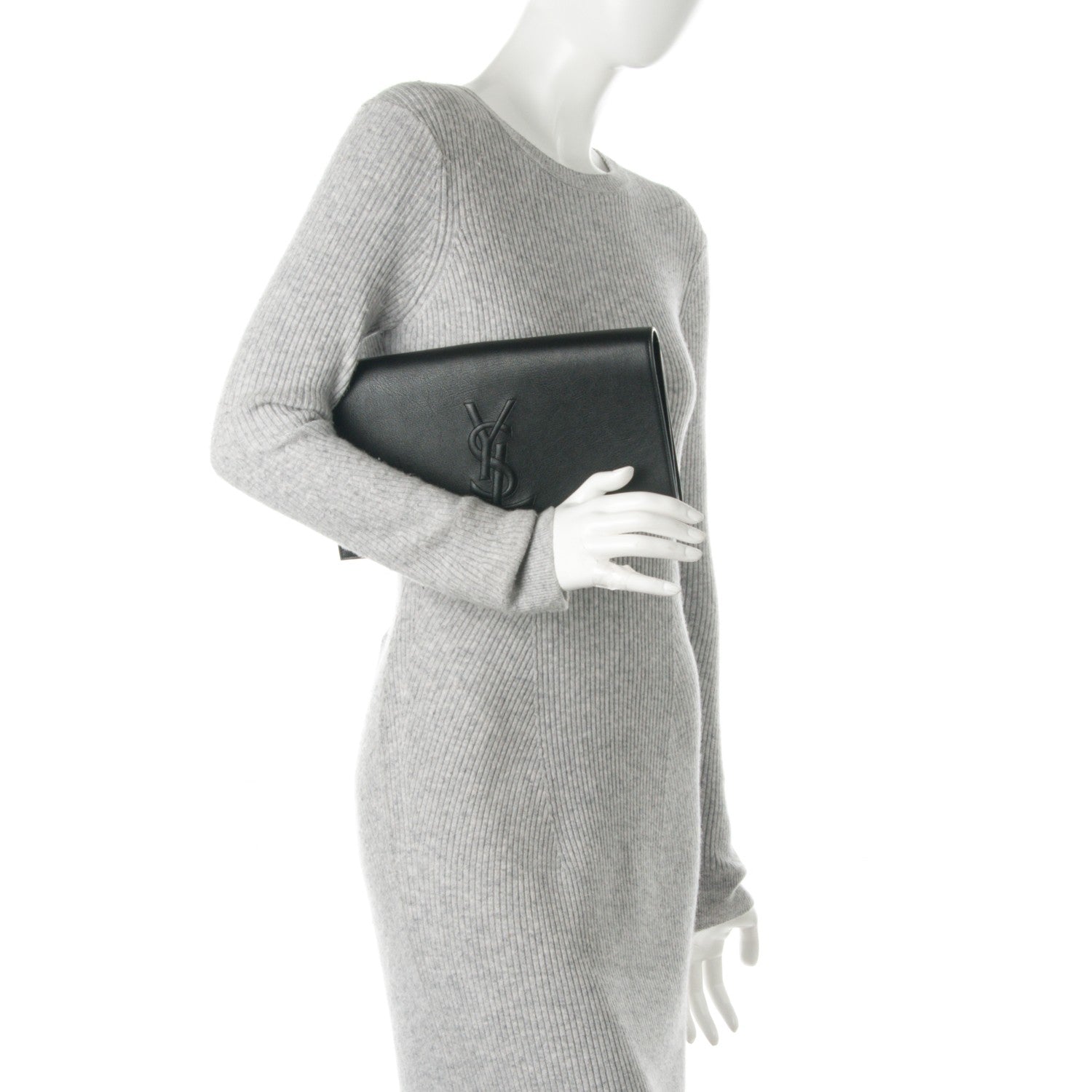 Saint Laurent Calfskin Monogram Large Belle De Jour Clutch Black 2 of 7