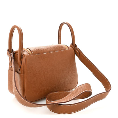 Hermes Taurillon Clemence Mini Lindy 20 Gold 3 of 10