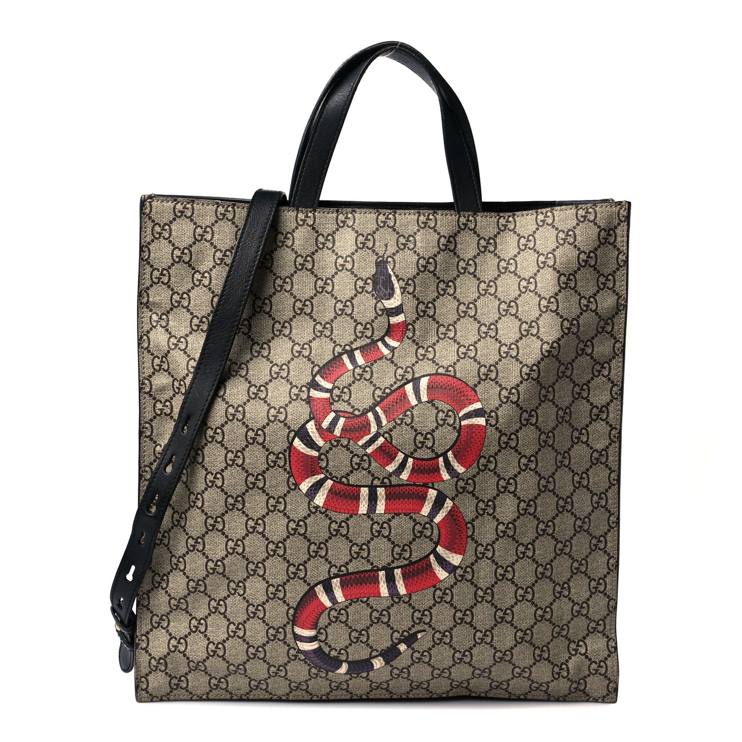 Soft GG Supreme Monogram Kingsnake Vertical Tote Black
