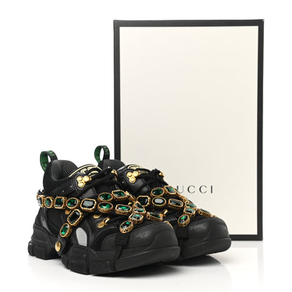 Gucci X SEGA Mesh Suede Calfskin Removable Crystals Womens Flashtrek Sneakers 37.5 Black Silver 9 of 9