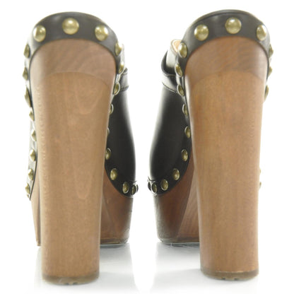 Chanel Leather Studded Clogs 38 Brown 5 of 9
