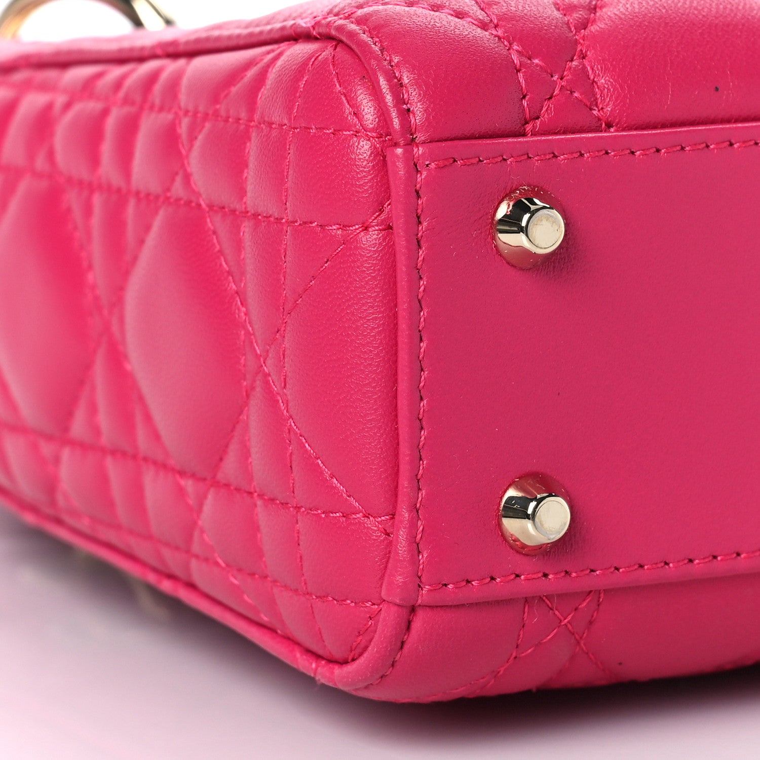 Christian Dior Lambskin Cannage Mini Lady Dior Fuchsia 7 of 8