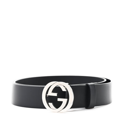 Gucci Selleria Calfskin Nickel Interlocking G 37mm Belt 100 40 Black 1 of 7