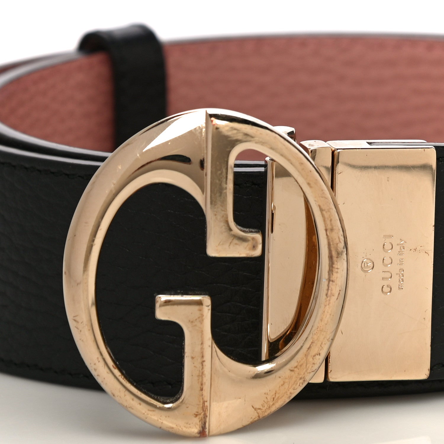 Gucci Calfskin 1973 Reversible Belt 85 34 Black Pink 3 of 7