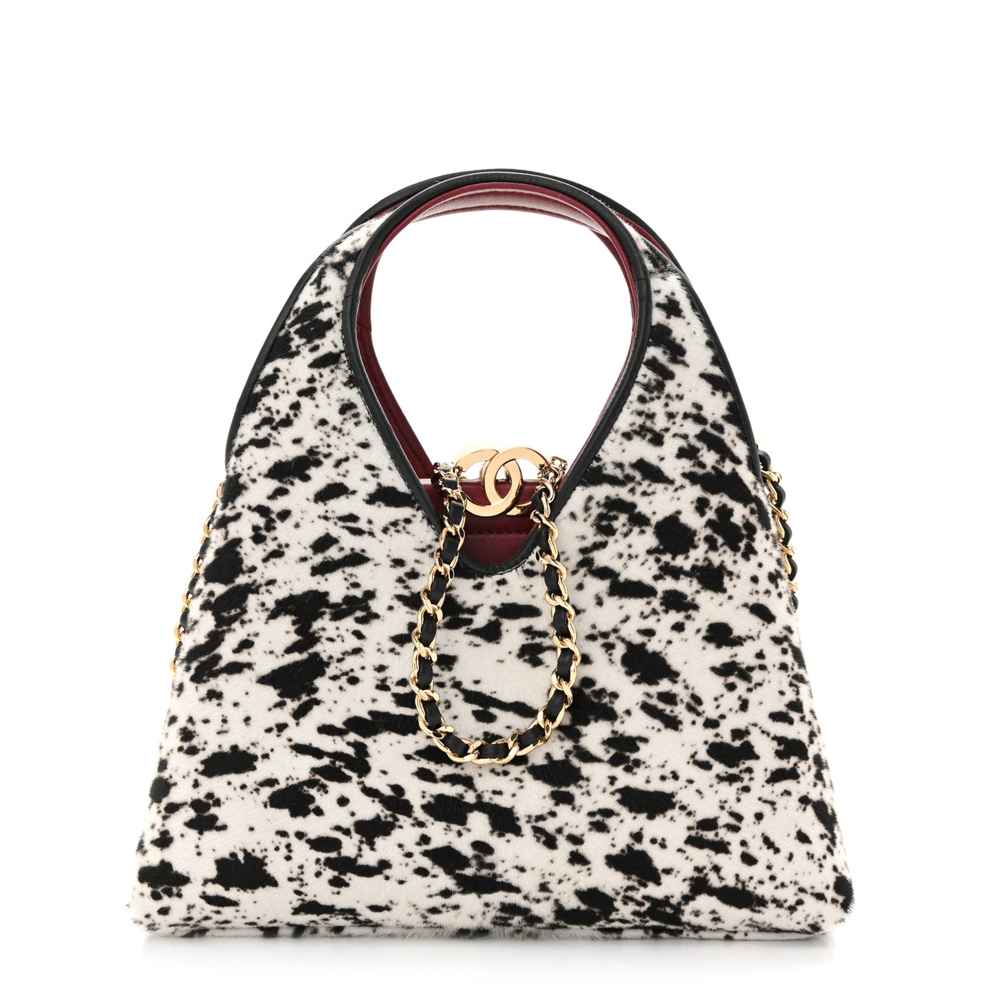 Pony Hair Printed Chic Lady Small Shopping Tote White Black